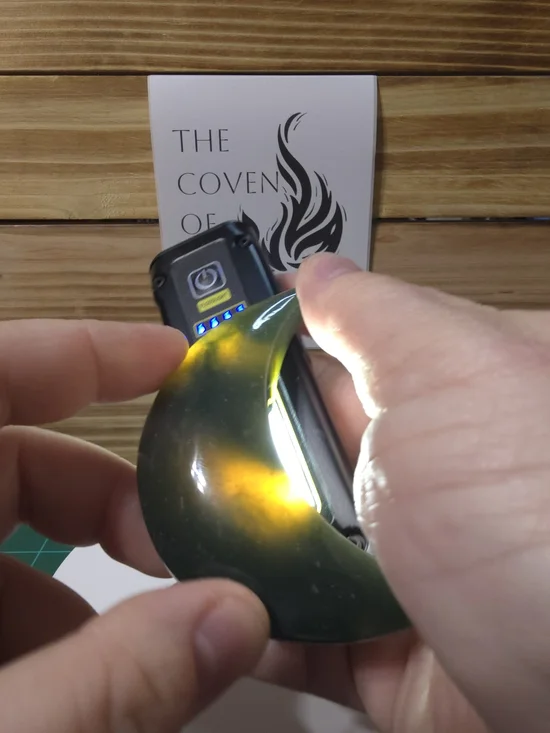 Green Crescent Moon Stone Palmstone - Picture 7 of 12